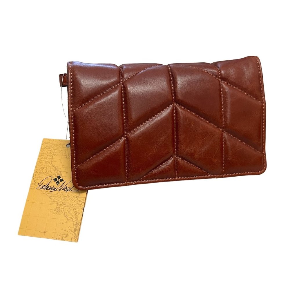 Patricia Nash Penley Quilted Leather Crossbody Purse Bag Cinnamon Burnt Tan NWT
